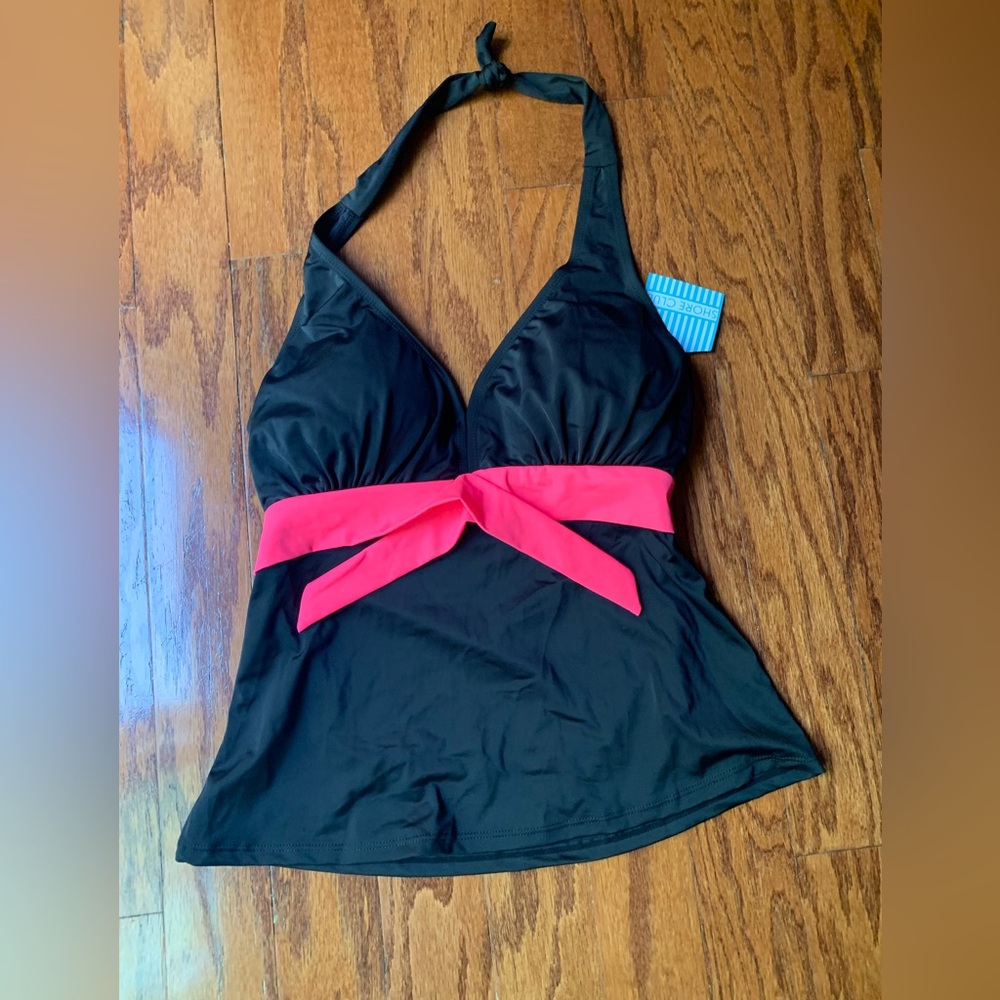 Shore Club Spicy Tie Front Halter Tankini Top Size 10 NWT